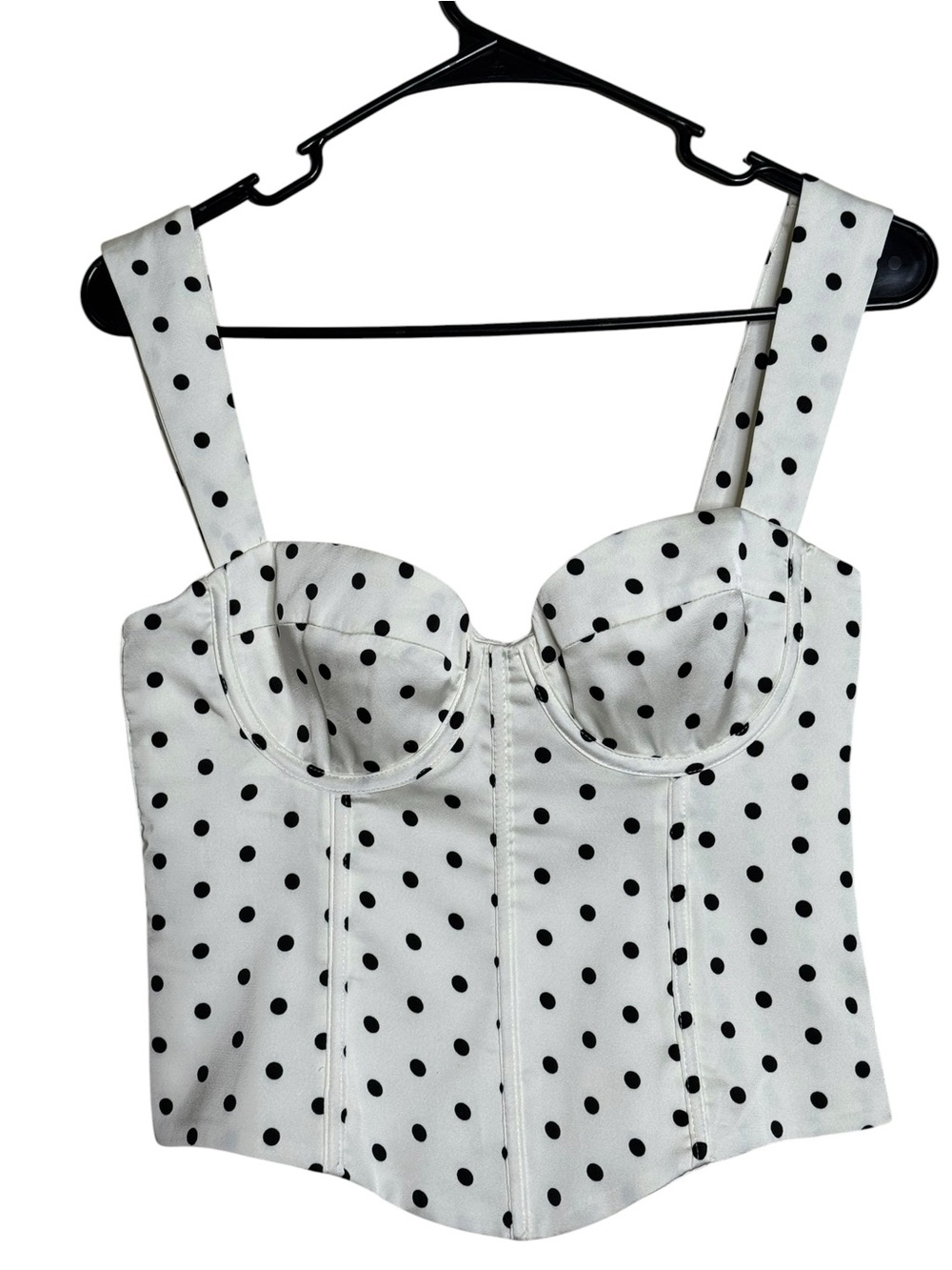 NWT Runaway The Label Karlita Polka Dot Bustier Size S White Black